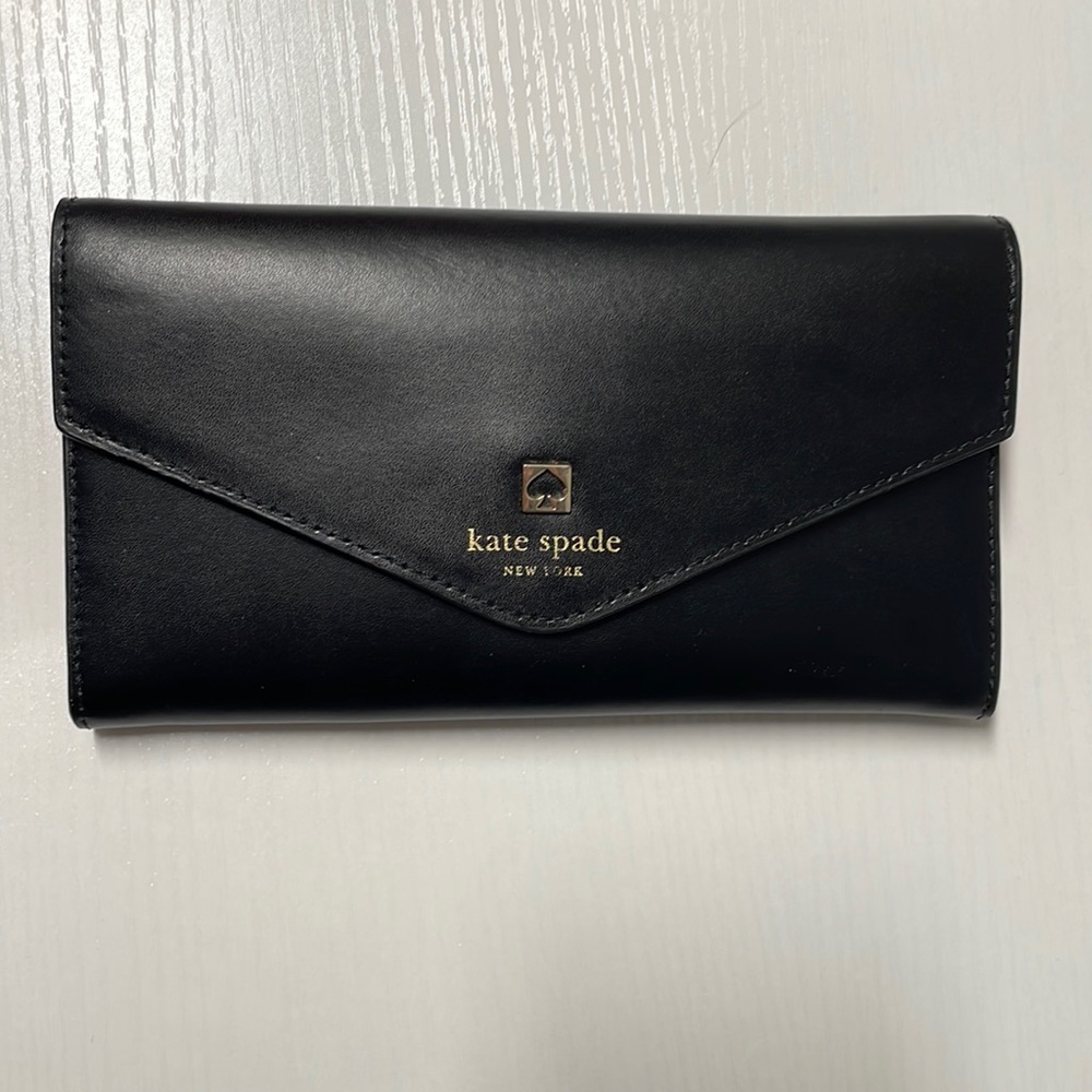 Kate Spade black wallet with pink lining